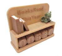 Panneau de lecture annuel imprimé 3D pour défi de lecture, enregistreur de but littéraire et décoration d'étagère pour lecteurs, décoration pour la maison, la bibliothèque (marron)