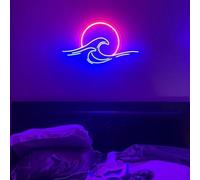 Panneau de Lever de Soleil Néon à Intensité Variable - Décoration Murale Anime Ondes Lumineuses - Lampe de Nuit Décorative pour Bar, Cadeaux pour Adolescents