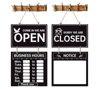 Panneau de l'heure du magasin - Panneau d'heure d'ouverture double face | Panneau suspendu ouvert et fermé avec des heures | Affichage de bienvenue décoratif pour magasins, affaires, salle de sport