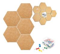 Panneau de Liège Hexagonal, Tableau Liege Mural, Tableaux D'affichage En Liège, 5 Pièces Morceaux de Tableau En Liege avec 50 Broches, Tableaux D'affichage Muraux Hexagonaux pour Suspension de Photos