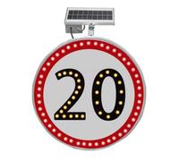 Panneau de limitation de vitesse à DEL clignotant à énergie solaire de 24 pouces - Panneau routier haute visibilité for les intersections