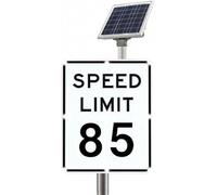 Panneau de limitation de vitesse à DEL solaire de 18 po x 24 po, panneau de | Panneau de limitation de vitesse à LED alimenté à l'énergie solaire, mesurant 45,7 cm x 61 cm, affichant 16 à 153 km/h avec