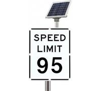 Panneau de limitation de vitesse à DEL solaire de 18 po x 24 po, panneau de | Panneau de limitation de vitesse à LED alimenté à l'énergie solaire, mesurant 45,7 cm x 61 cm, avec une plage de 16 à 153 km/