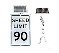 Panneau de limitation de vitesse à énergie solaire 18x24, système d'avertissement clignotant à LED for la construction et les écoles(SpeedLimit90)
