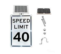 Panneau de limitation de vitesse à énergie solaire 18x24, système d'avertissement clignotant à LED for la construction et les écoles(SpeedLimit40)