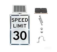Panneau de limitation de vitesse à énergie solaire 18x24, système d'avertissement clignotant à LED for la construction et les écoles(SpeedLimit30)