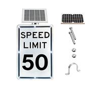 Panneau de limitation de vitesse à énergie solaire 18x24, système d'avertissement clignotant à LED for la construction et les écoles(SpeedLimit50)
