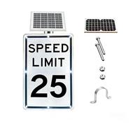 Panneau de limitation de vitesse à énergie solaire 18x24, système d'avertissement clignotant à LED for la construction et les écoles(SpeedLimit25)