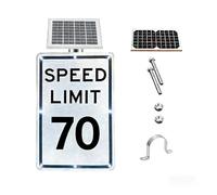 Panneau de limitation de vitesse à énergie solaire 18x24, système d'avertissement clignotant à LED for la construction et les écoles(SpeedLimit70)