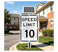Panneau de limitation de vitesse à énergie solaire 18x24, système d'avertissement clignotant à LED for la construction et les écoles(SpeedLimit10)