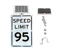 Panneau de limitation de vitesse à énergie solaire 18x24, système d'avertissement clignotant à LED for la construction et les écoles(SpeedLimit95)
