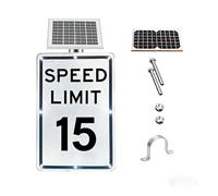 Panneau de limitation de vitesse à énergie solaire 18x24, système d'avertissement clignotant à LED for la construction et les écoles(SpeedLimit15)
