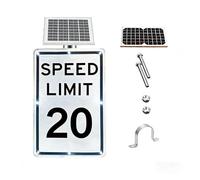 Panneau de limitation de vitesse à énergie solaire 18x24, système d'avertissement clignotant à LED for la construction et les écoles(SpeedLimit20)