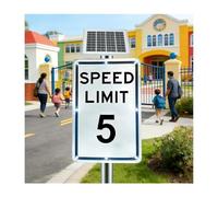 Panneau de limitation de vitesse à énergie solaire 18x24, système d'avertissement clignotant à LED for la construction et les écoles(SpeedLimit5)