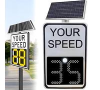 Panneau De Limitation De Vitesse À Énergie Solaire Avec Accessoires, 50,8 X 68,6 Cm/61 X 89,9 Cm, Panneau De Signalisation Radar À LED For Avertissement Routier Et Rue(3digitdisplaya,24"x35")