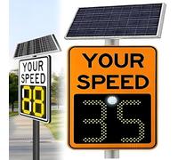 Panneau De Limitation De Vitesse À Énergie Solaire Avec Accessoires, 50,8 X 68,6 Cm/61 X 89,9 Cm, Panneau De Signalisation Radar À LED For Avertissement Routier Et Rue(3digitdisplayc,20"x27")