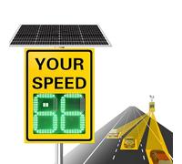 Panneau de limitation de vitesse à énergie solaire, panneau d'avertissement de trafic à LED, détecteur de vitesse radar en aluminium pour rues et quartiers,20''×27''-Yellow
