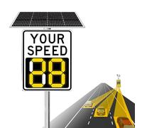 Panneau de limitation de vitesse à énergie solaire, panneau d'avertissement de trafic à LED, détecteur de vitesse radar en aluminium pour rues et quartiers,20''×27''-White