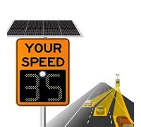 Panneau de limitation de vitesse à énergie solaire, panneau d'avertissement de trafic à LED, détecteur de vitesse radar en aluminium pour rues et quartiers,24''×35‘’-Orange
