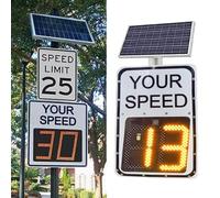 Panneau de limitation de Vitesse à LED à énergie Solaire, Affichage Radar de sécurité routière, signalisation de Retour d'information, détecteur de limitation de Vitesse du véhicule(50 * 70cm)