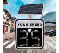Panneau de limitation de vitesse à LED solaire for extérieur, panneau de retour radar, aluminium, idéal for autoroutes et routes à vitesse limitée, éclairage LED lumineux(Gray)