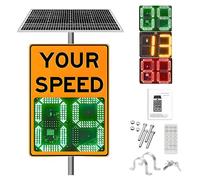 Panneau de limitation de vitesse à rétroaction radar solaire, affichage LED, panneaux de signalisation en aluminium résistant aux intempéries avec kit de montage et télécommande Orange-60*60cm