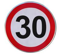 Panneau de limitation de vitesse en aluminium réfléchissant de qualité ingénieur (3 mm d'épaisseur, 60 x 60 cm) résistant aux intempéries (30 km/h, 60cm)