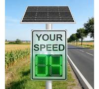 Panneau De Limitation De Vitesse LED À Énergie Solaire 24x36",affichage Des Commentaires Du Détecteur De Radar,alerte D'avertissement De Circulation Aluminium Clignotant Rouge De Survitesse(White)