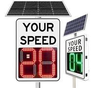 Panneau de limitation de vitesse LED à énergie solaire en aluminium antirouille avec accessoires, jaune haute visibilité, solution de sécurité routière durable (50 x 70 cm, orange)