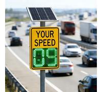 Panneau de limitation de vitesse LED à énergie solaire, jaune | Panneau de limitation de vitesse LED jaune vif à énergie solaire, taille 50,8 x 68,6 cm, conçu pour le guidage de la vitesse