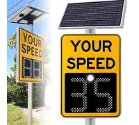 Panneau de limitation de vitesse radar à énergie solaire, 50,8 x 68,6 cm, panneau de rétroaction pour autoroutes et routes à vitesse limitée avec accessoires