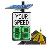Panneau de limitation de vitesse radar à énergie solaire - Affichage LED de la vitesse de circulation for les routes et les quartiers(60x90cm/24"x35")