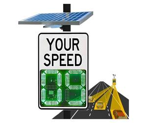 Panneau de limitation de vitesse radar à énergie solaire - Affichage LED de la vitesse de circulation for les routes et les quartiers(60x75cm/23.5"x25.5")