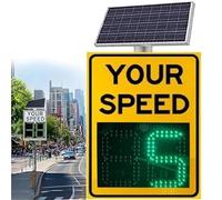 Panneau de limitation de vitesse radar à énergie solaire - Panneau d'avertissement routier réglable avec accessoires, indicateur de limite de vitesse maximale (60 x 90 cm, orange)