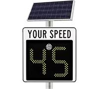 Panneau de limitation de vitesse radar à énergie solaire pour la sécurité | Construction étanche en aluminium, 2 détecteurs de vitesse numériques, taille moyenne, convient aux rues, aux quartiers et à