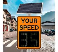 Panneau de limitation de vitesse radar, à LED solaire, pour la surveillance | Panneau d'affichage à 2 chiffres, panneau de signalisation routière, alimenté à l'énergie solaire, pour le contrôle de la