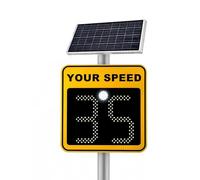 Panneau de Limitation de Vitesse Radar Solaire Affichage LED Avertisseur | Panneau Radar de Vitesse de Trafic for Sécurité des Autoroutes et Rues avec Alertes LED Haute Visibilité