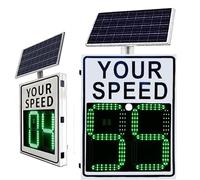 Panneau de limitation de vitesse solaire avec télécommande, affichage LED 23,5" x 25,5", alerte rouge/verte automatique en cas de survitesse, panneau de retour de vitesse à énergie solaire