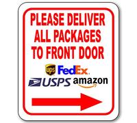 Panneau de livraison « Please Deliver All Packages to Front Door Right Arrow Delivery » pour livreur Instructions de livraison pour mes colis d'Amazon, FedEx, USPS, UPS - Panneaux de livraison en