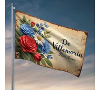 Panneau de maison amusant avec motif floral élégant : drapeau du patrimoine parisien de Villemorin en bois pour décoration de maison ou de bureau (60 x 90 cm)