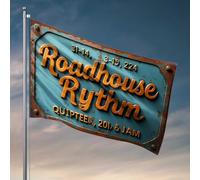 Panneau de maison amusant « Roadhouse Rhythm: A Musical Journey Through Time » - Cadeau amusant pour décoration de porte de collègues (152 x 244 cm)