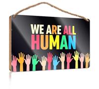 Panneau de maison amusant Unity In Diversity : Embracing Our Common Humanity Panneau en bois à suspendre Décoration de toilettes (15 x 28 cm)