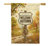 Panneau de maison, drapeau d'automne rustique, feuilles d'arbres rustiques, en toile de jute marron, double face, drapeaux décoratifs pour extérieur, terrasse, cour, pelouse, entrée, balcon, 71 x