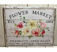 Panneau de marché aux fleurs, décoration murale style shabby chic, décoration murale en métal 20,3 x 30,5 cm