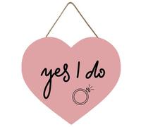 Panneau de mariage « Yes I Do », cadeau de mariage, panneau de bienvenue de fiançailles, plaque en bois en forme de cœur de ferme, décoration murale, cadeau de pendaison de crémaillère, 30 x 26 cm