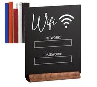 Panneau de mot de passe en bois Wifi : écran acrylique indépendant, d'écriture et signe de base en bois | Effacer facilement l'idéal pour les chambres, les bureaux à domicile et les zones