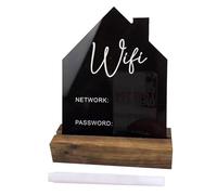 Panneau de mot de passe WiFi - Affichage acrylique pour accès sans fil - Panneau de mot de passe Internet - Panneau autoportant avec support de bloc photo et stylo effaçable pour bar, bureau familial