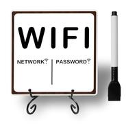 Panneau de mot de passe WiFi, panneau de mot de passe WiFi en bois pour les invités avec support en métal et stylo effaçable, panneau de mot de passe WiFi pour les centres de table pour la maison