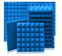 Panneau de mousse acoustique 6/12/24 pièces Mousse insonorisante Studio Éponge Traitement mural(Blue,6 Pcs With Tapes)