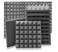 Panneau de mousse acoustique 6/12/24 pièces Mousse insonorisante Studio Éponge Traitement mural(Gray,24 Pcs With Tapes)